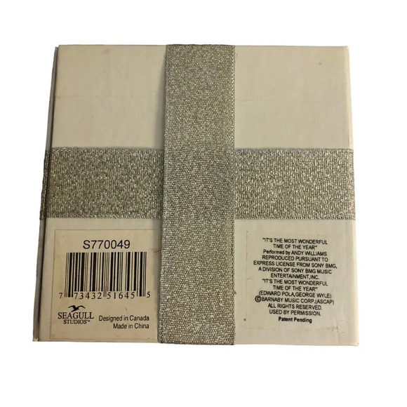 Seagull STUDIOS Pewter Holly w/Musical Packaging Christmas Xmas Tree Ornament - Picture 4 of 4